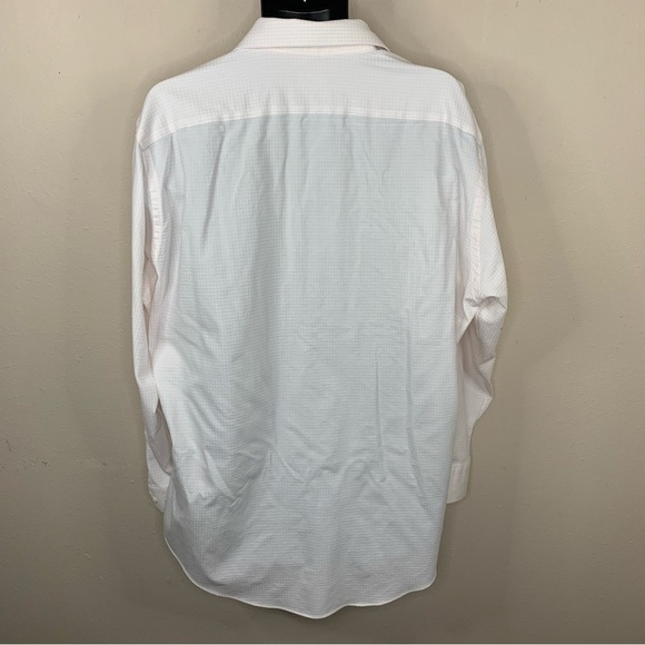 Nordstrom Size 17 XL Pink White Checkered Long Sleeve Dress Shirt Tech Smart - Picture 5 of 9